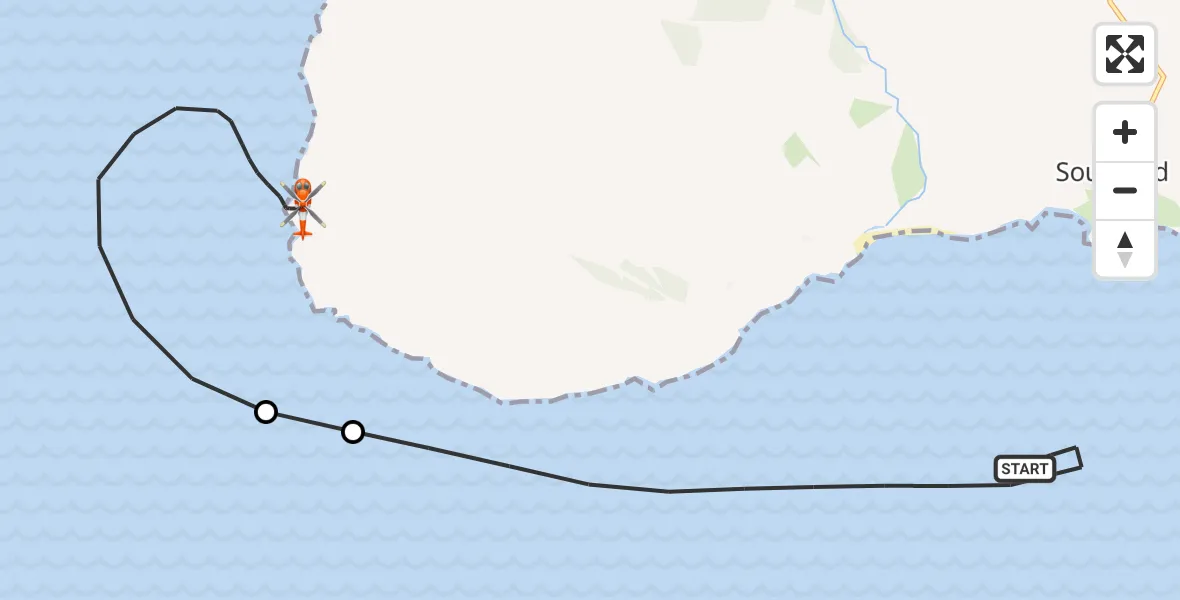 Flight route Coastguard Helicopter Inner Seas - Inner Seas, 19 October 2026, 18:44