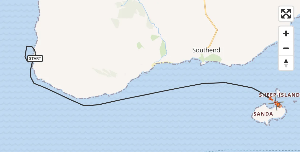Flight route Coastguard Helicopter Inner Seas - Inner Seas, 19 October 2026, 19:21