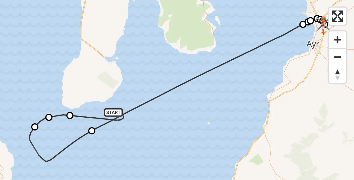 Flight route Coastguard Helicopter Inner Seas - Glasgow Prestwick Airport, 19 October 2026, 19:57