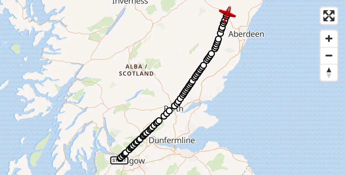 Flight route Air Ambulance Aircraft Glasgow Airport - Daviot, 19 October 2026, 22:57