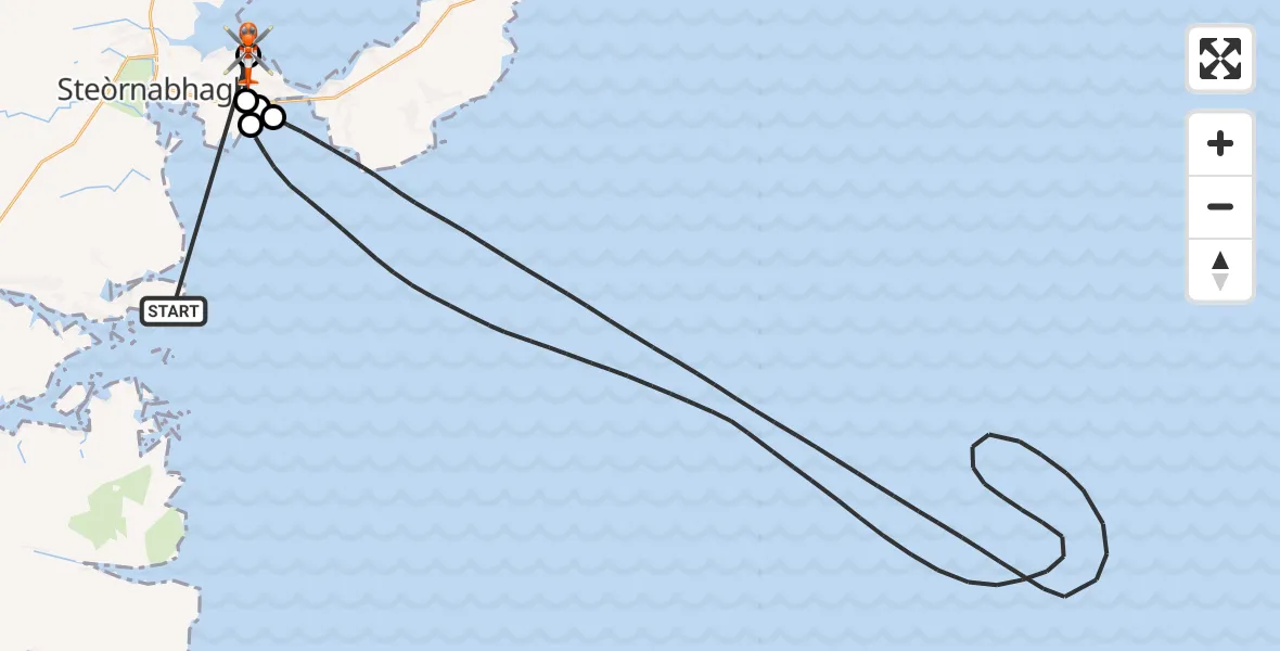 Flight route Coastguard Helicopter Inner Seas - Stornoway Airport, 20 October 2026, 00:03