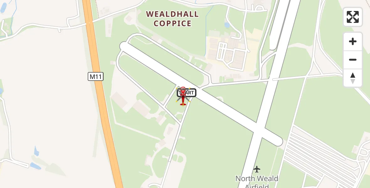 Flight route Air Ambulance Helicopter North Weald Airfield - North Weald Airfield, 20 October 2026, 07:47