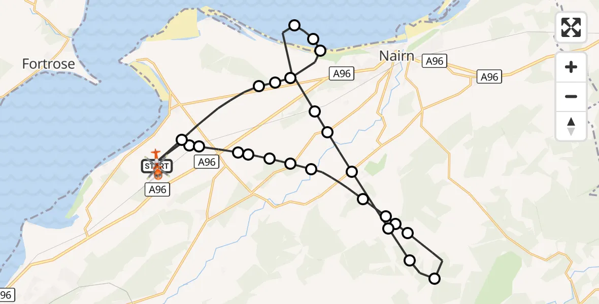 Flight route Coastguard Helicopter Inverness Airport - Inverness Airport, 20 October 2026, 10:34