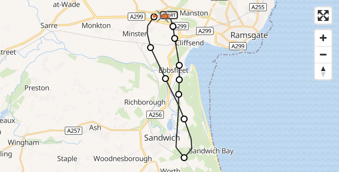 Flight route Coastguard Helicopter Manston Airport - Manston Airport, 20 October 2026, 10:40