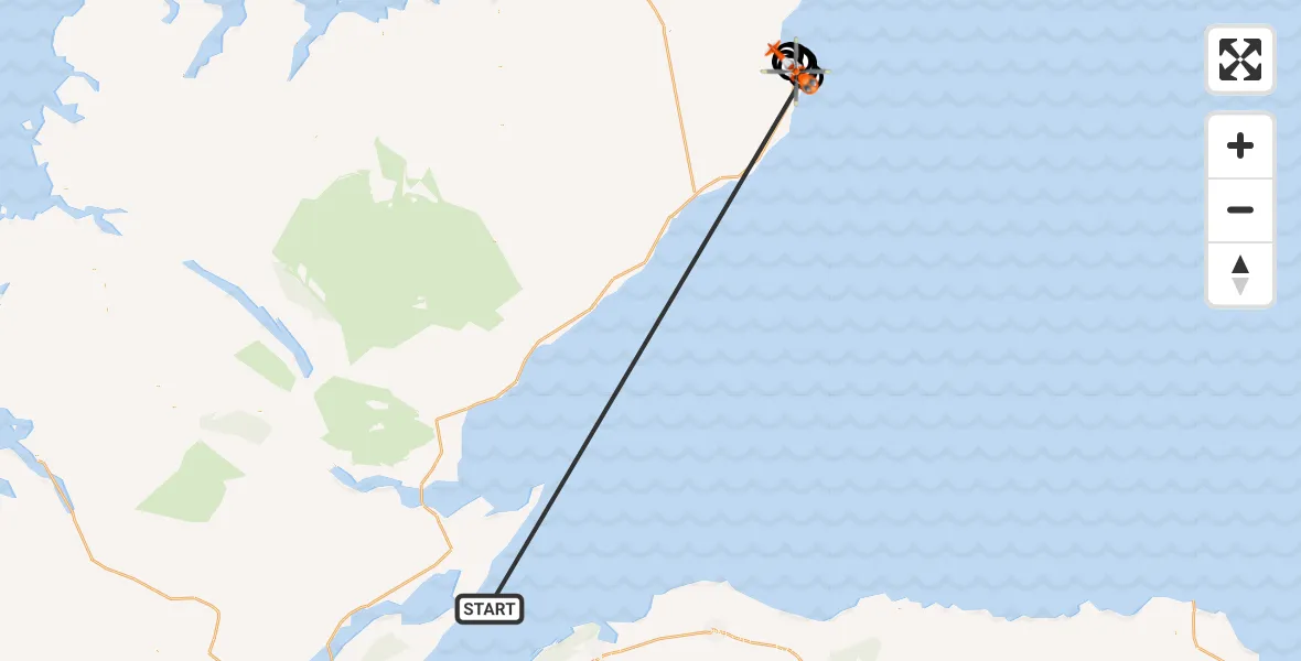 Flight route Coastguard Helicopter North Sea - Wick John O'Groats Airport, 20 October 2026, 14:39