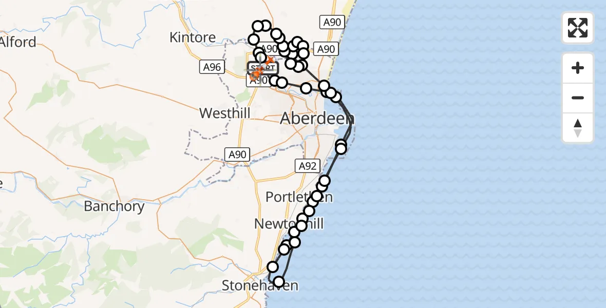Flight route Coastguard Helicopter Aberdeen International Airport - Aberdeen International Airport, 20 October 2026, 17:00