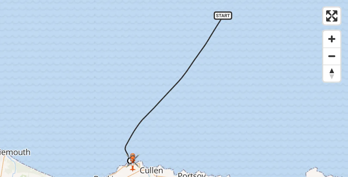 Flight route Coastguard Helicopter North Sea - Findochty, 20 October 2026, 18:20
