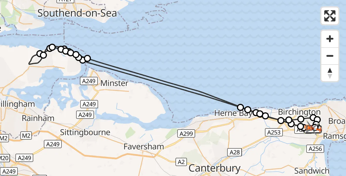 Flight route Coastguard Helicopter Manston Airport - Manston Airport, 20 October 2026, 19:09