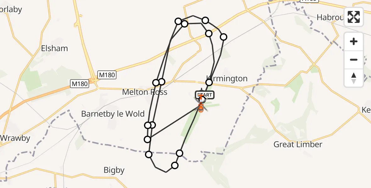 Flight route Coastguard Helicopter Humberside Airport - Humberside Airport, 21 October 2026, 09:42