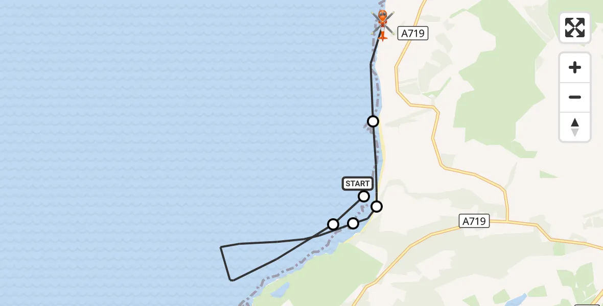 Flight route Coastguard Helicopter Inner Seas - Inner Seas, 21 October 2026, 09:44