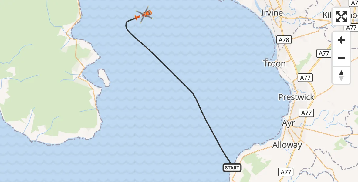 Flight route Coastguard Helicopter Inner Seas - Inner Seas, 21 October 2026, 10:08