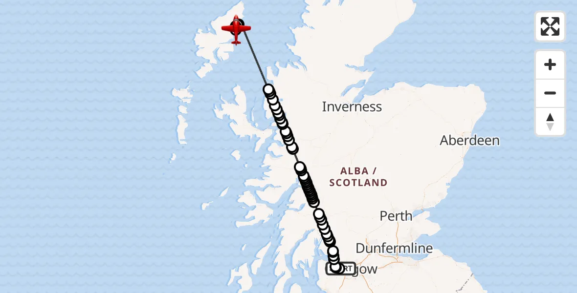 Flight route Air Ambulance Aircraft Glasgow Airport - Stornoway Airport, 21 October 2026, 10:21