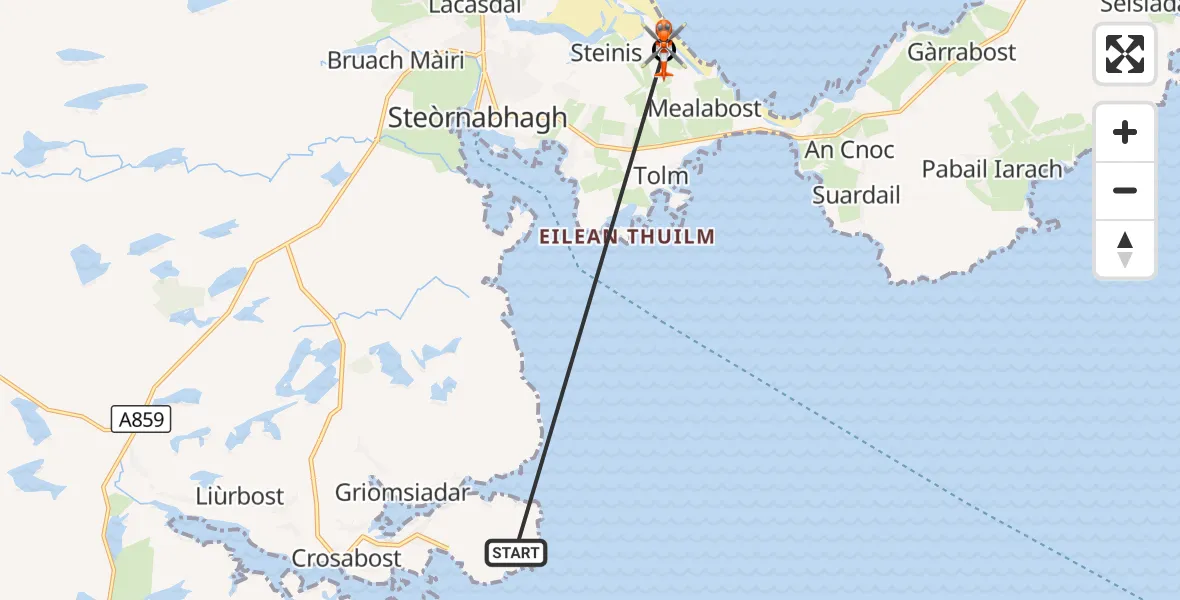 Flight route Coastguard Helicopter Inner Seas - Stornoway Airport, 21 October 2026, 10:33
