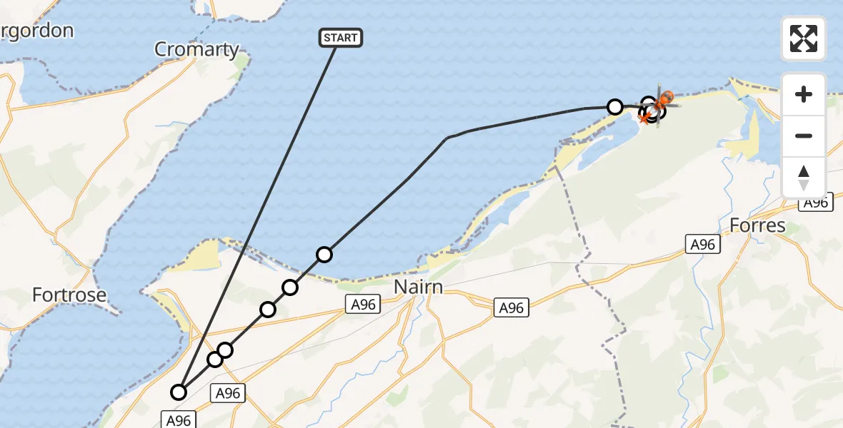 Flight route Coastguard Helicopter North Sea - Buckie Loch, 21 October 2026, 10:52