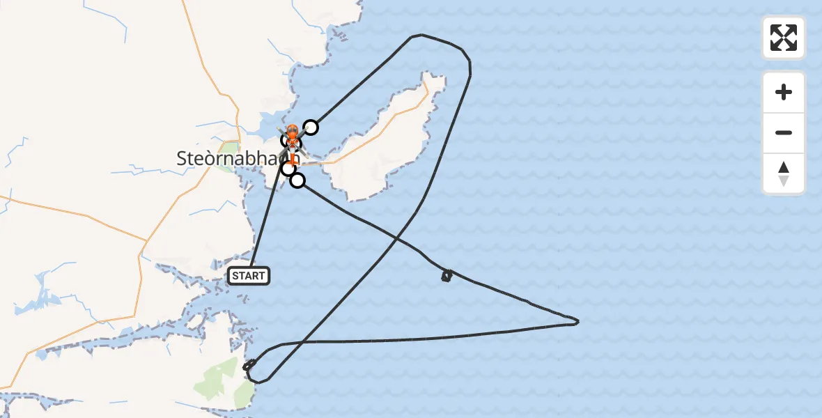 Flight route Coastguard Helicopter Inner Seas - Stornoway Airport, 21 October 2026, 14:08
