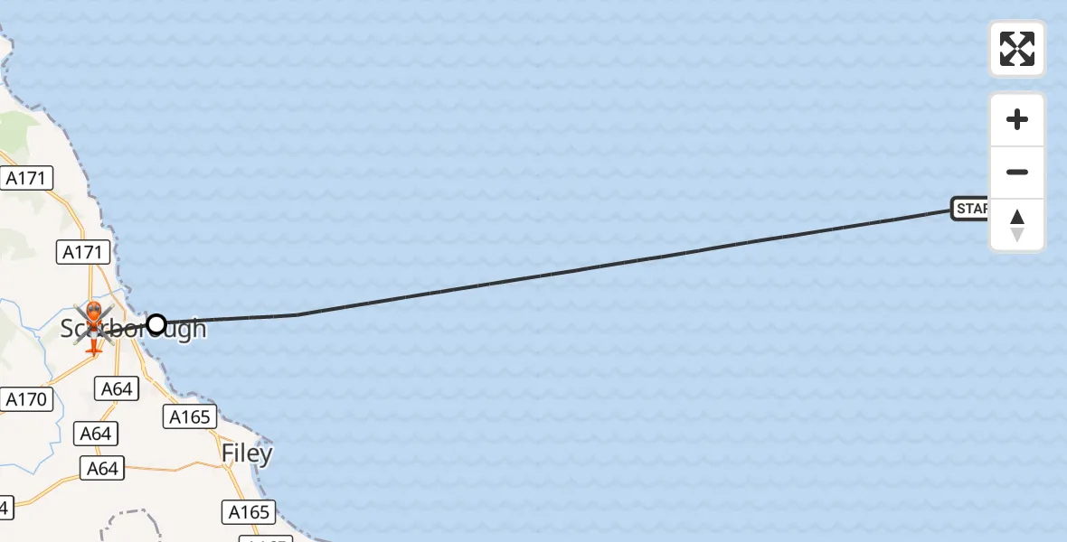 Flight route Coastguard Helicopter North Sea - Scarborough, 21 October 2026, 14:19