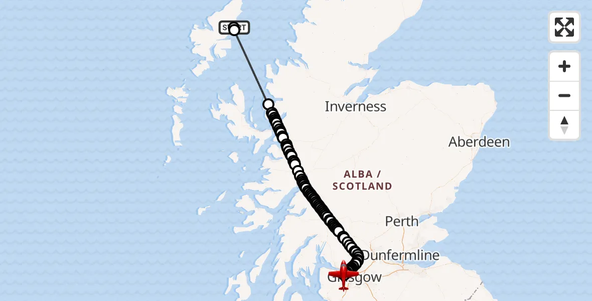 Flight route Air Ambulance Aircraft Stornoway Airport - Glasgow Airport, 21 October 2026, 14:45