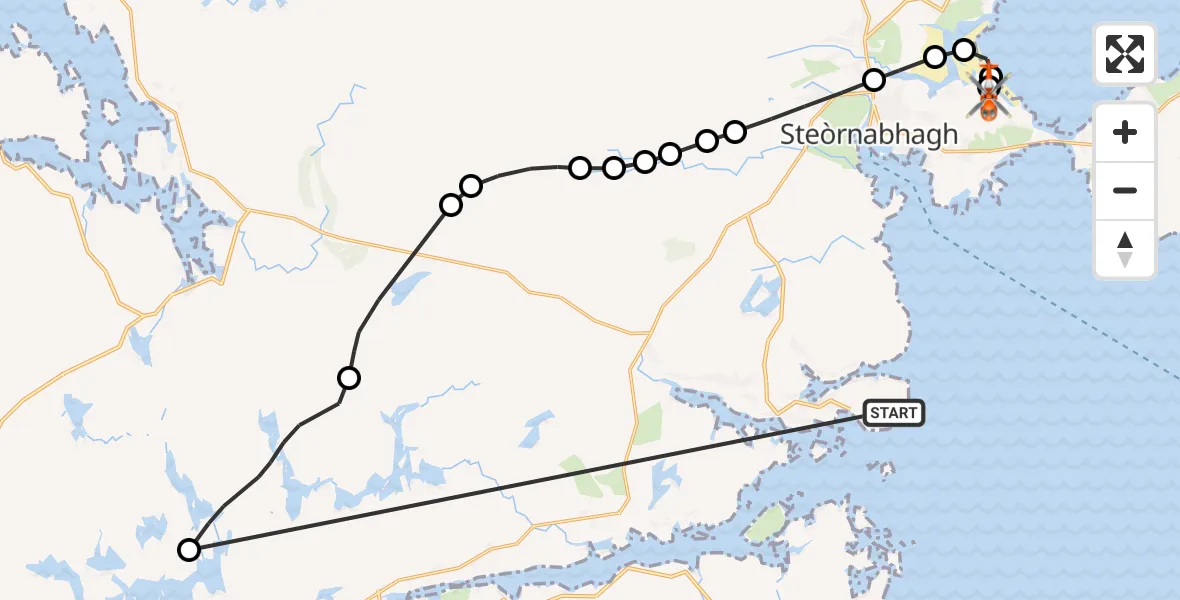 Flight route Coastguard Helicopter Inner Seas - Stornoway Airport, 21 October 2026, 15:24
