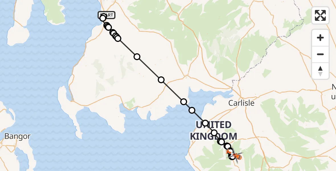 Flight route Coastguard Helicopter Glasgow Prestwick Airport - St. John's Castlerigg and Wythburn, 21 October 2026, 20:58