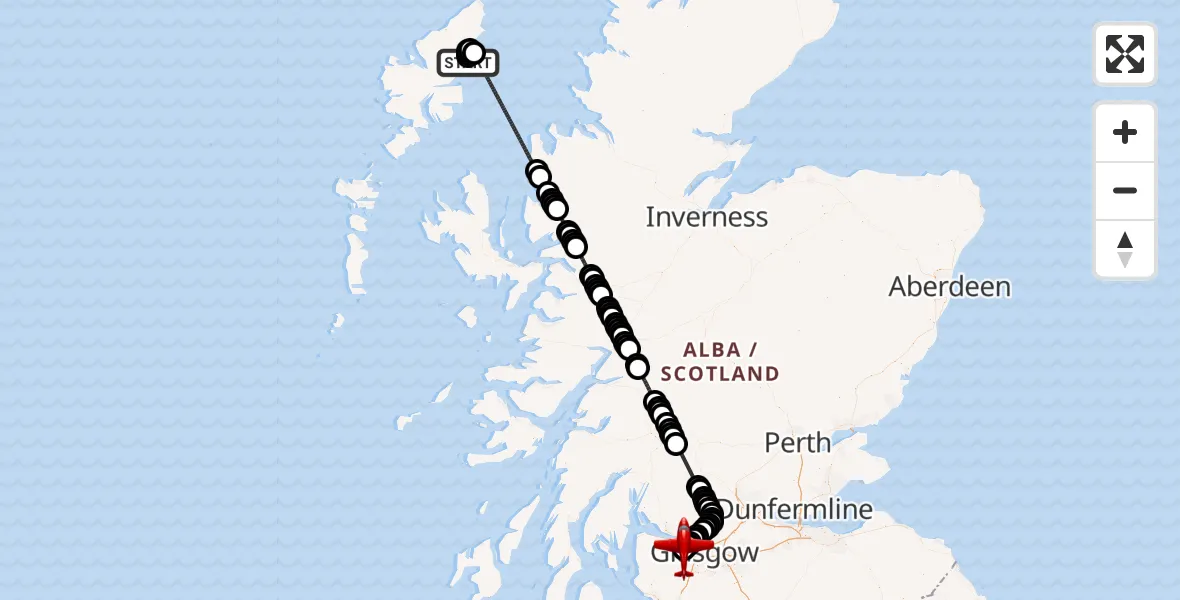 Flight route Air Ambulance Aircraft Stornoway Airport - Glasgow Airport, 22 October 2026, 03:17