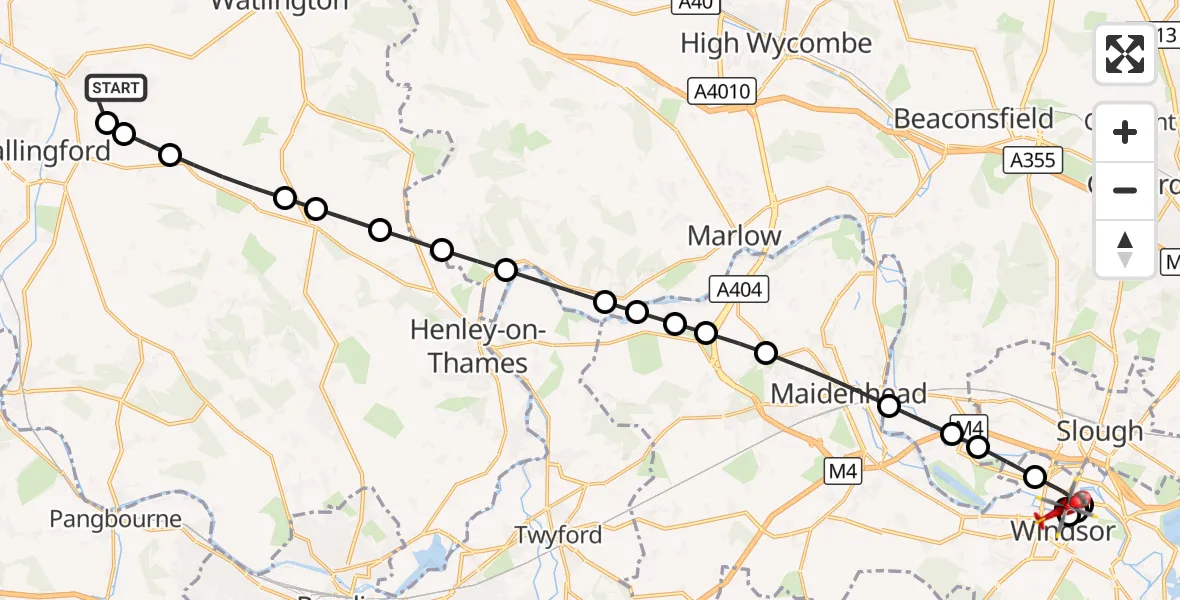 Flight route Air Ambulance Helicopter RAF Benson - Eton, 22 October 2026, 08:39