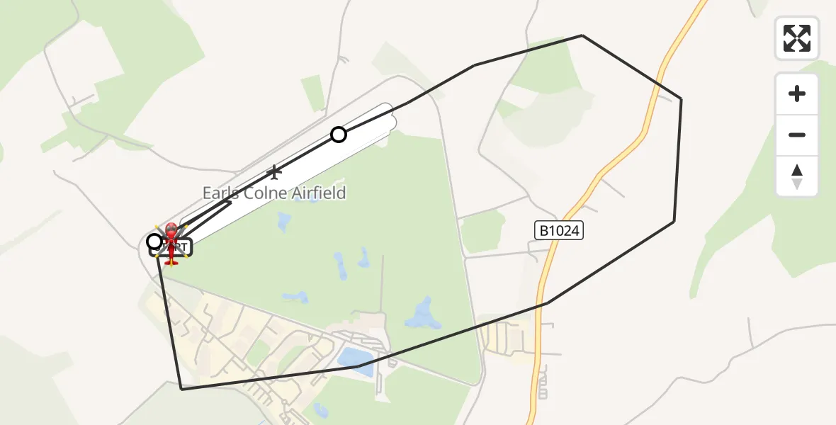 Flight route Air Ambulance Helicopter Earls Colne Airfield - Earls Colne Airfield, 22 October 2026, 09:32