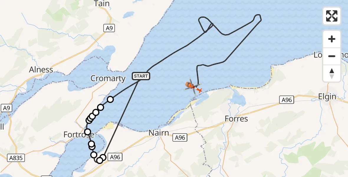 Flight route Coastguard Helicopter North Sea - North Sea, 22 October 2026, 10:28