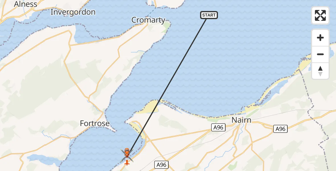 Flight route Coastguard Helicopter North Sea - Ardersier, 22 October 2026, 12:14