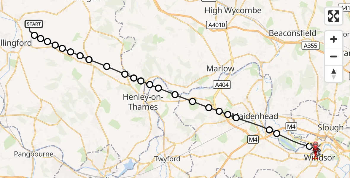 Flight route Air Ambulance Helicopter RAF Benson - Eton, 22 October 2026, 13:06