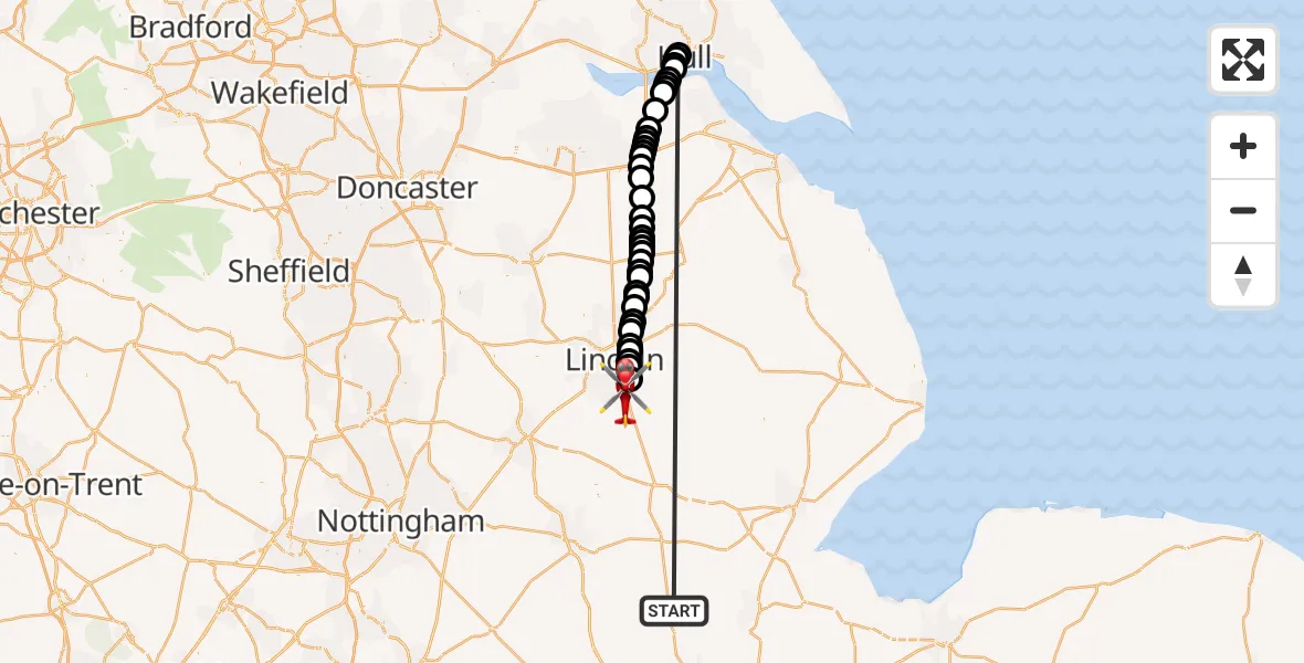Flight route Air Ambulance Helicopter Morton - North Kesteven, 22 October 2026, 15:19