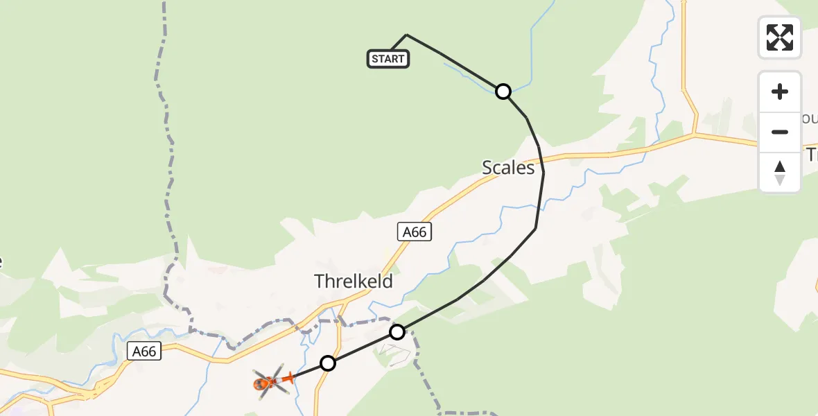 Flight route Coastguard Helicopter Mungrisdale - St. John's Castlerigg and Wythburn, 22 October 2026, 15:37