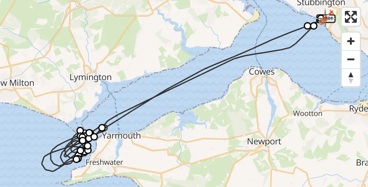 Flight route Coastguard Helicopter Solent Airport - Solent Airport, 22 October 2026, 16:56