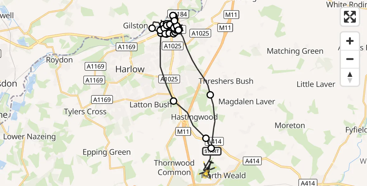 Flight route Police Helicopter North Weald Airfield - North Weald Airfield, 23 October 2026, 04:12