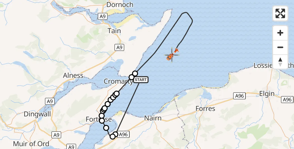 Flight route Coastguard Helicopter North Sea - North Sea, 23 October 2026, 10:11