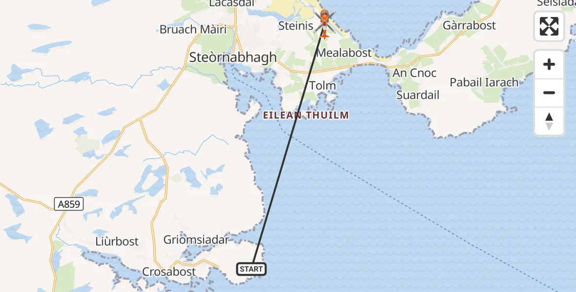Flight route Coastguard Helicopter Inner Seas - Stornoway Airport, 23 October 2026, 10:34