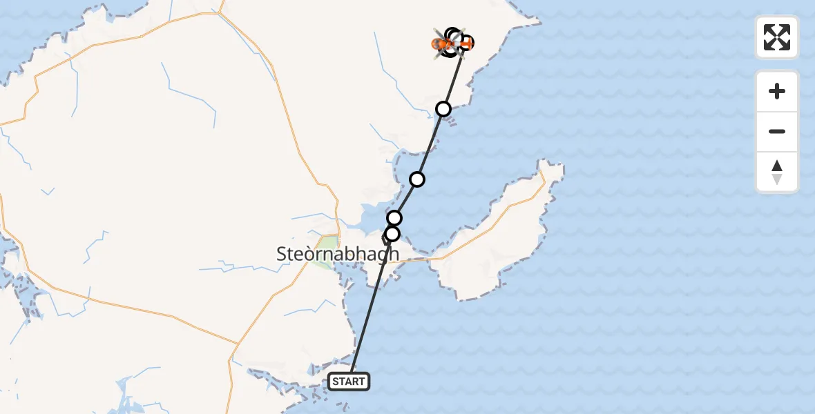 Flight route Coastguard Helicopter Inner Seas - Am Baile Ùr, 23 October 2026, 12:50