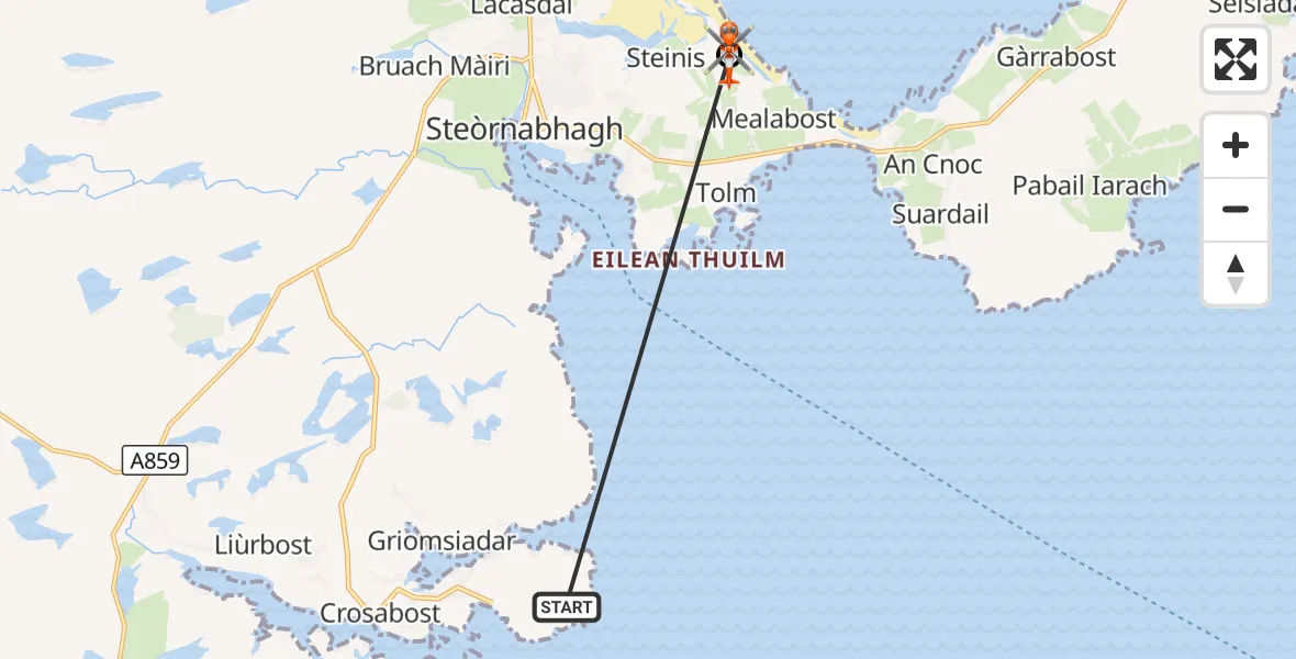 Flight route Coastguard Helicopter Inner Seas - Stornoway Airport, 23 October 2026, 14:06
