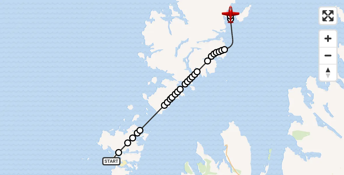 Flight route Air Ambulance Aircraft North Atlantic Ocean - Stornoway Airport, 23 October 2026, 14:33