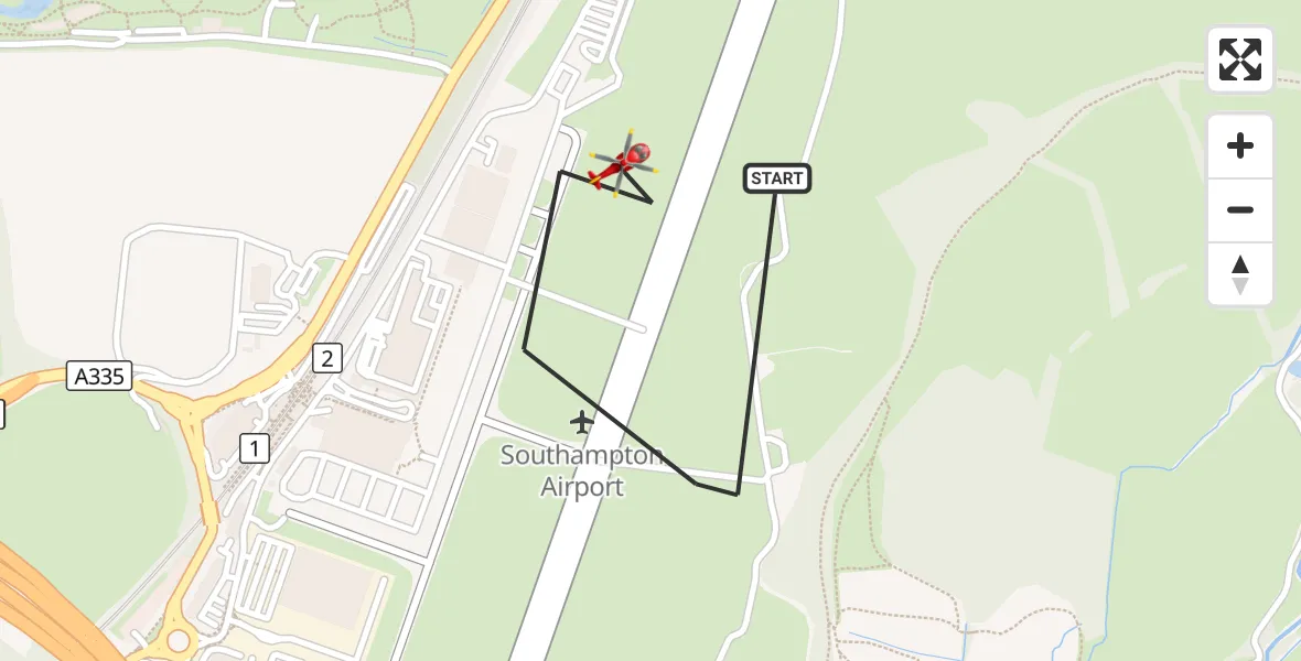 Flight route Air Ambulance Helicopter Southampton Airport - Southampton Airport, 23 October 2026, 16:40