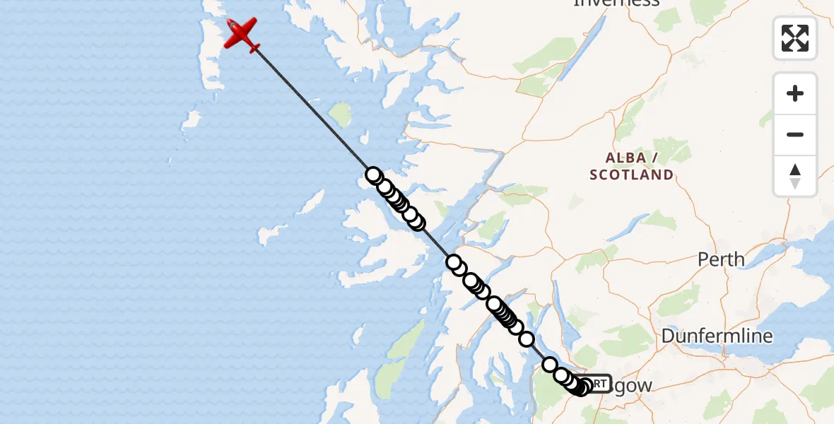 Flight route Air Ambulance Aircraft Glasgow Airport - Inner Seas, 23 October 2026, 20:43