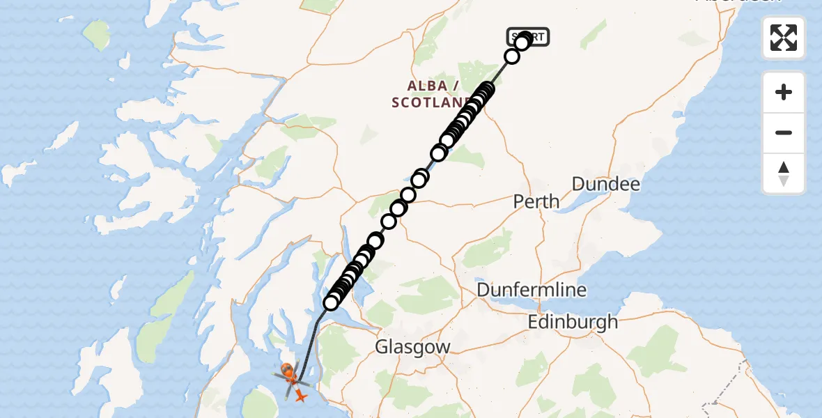 Flight route Coastguard Helicopter Claybokie - Inner Seas, 23 October 2026, 20:48
