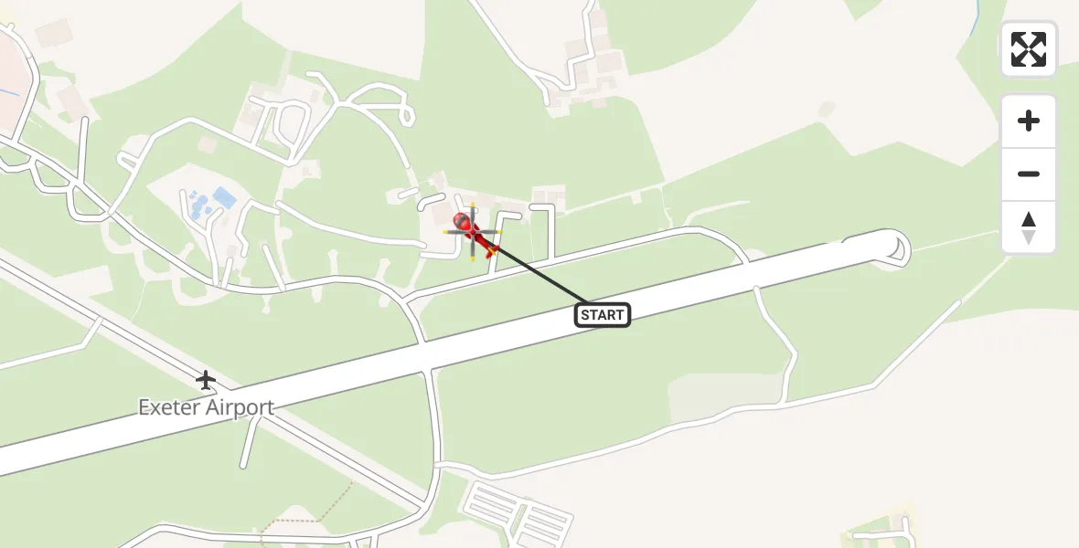 Flight route Air Ambulance Helicopter Exeter International Airport - Exeter International Airport, 23 October 2026, 21:38