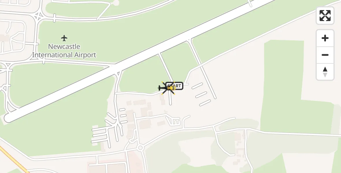 Flight route Police Helicopter Newcastle International Airport - Newcastle International Airport, 23 October 2026, 22:16