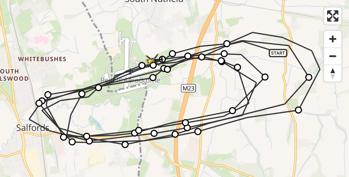 Flight route Police Helicopter Tandridge - Tandridge, 24 October 2026, 09:57
