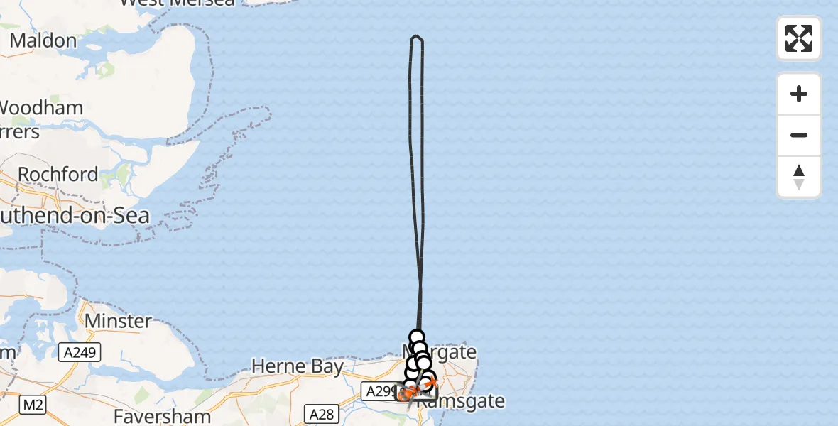 Flight route Coastguard Helicopter Manston Airport - Manston Airport, 24 October 2026, 10:06