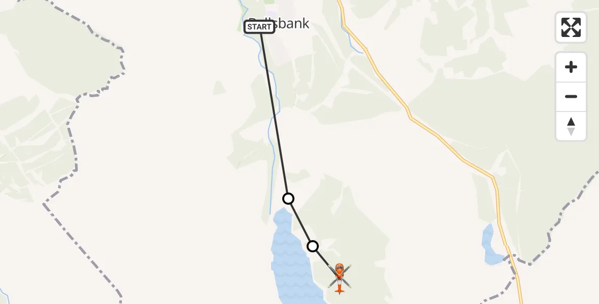 Flight route Coastguard Helicopter Bellsbank - Dalmellington, 24 October 2026, 12:23