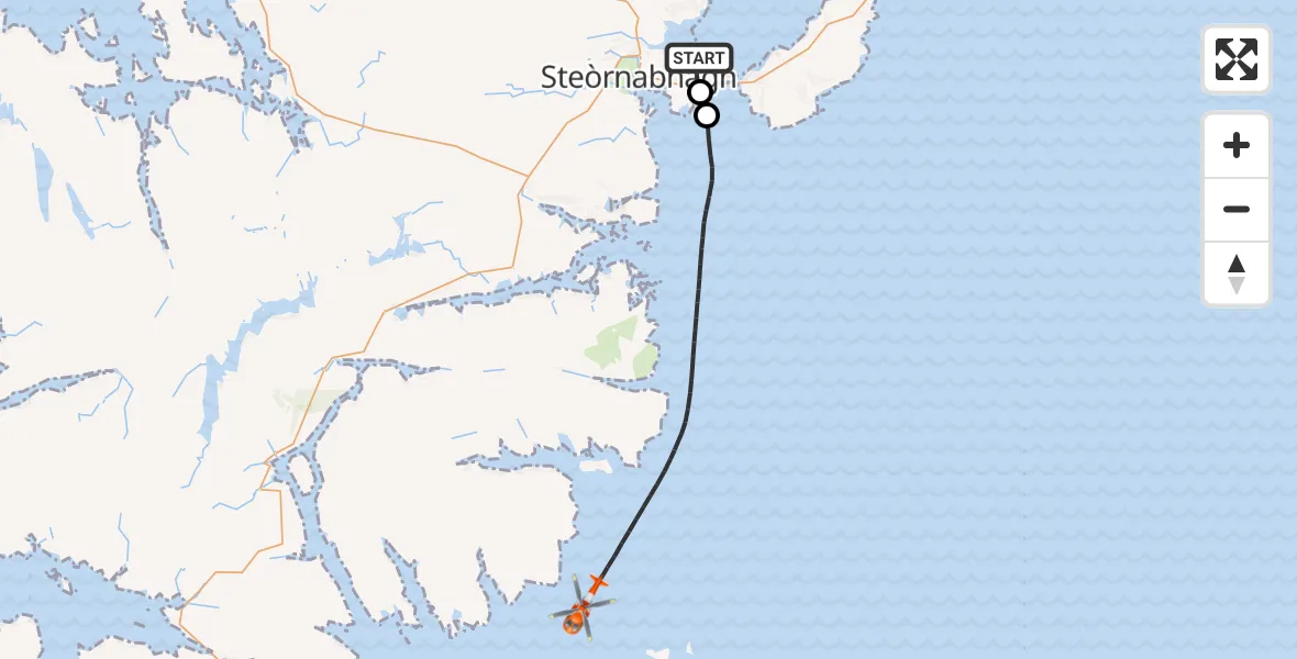 Flight route Coastguard Helicopter Stornoway Airport - Inner Seas, 24 October 2026, 13:16