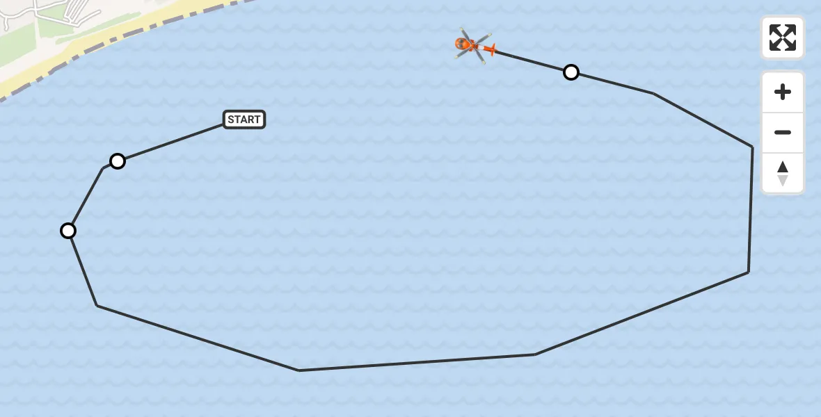 Flight route Coastguard Helicopter Christchurch - Highcliffe-on-Sea, 25 October 2026, 11:05