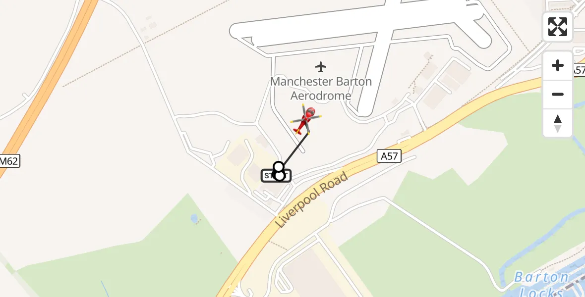 Flight route Air Ambulance Helicopter Manchester Barton Aerodrome - Manchester Barton Aerodrome, 25 October 2026, 11:14