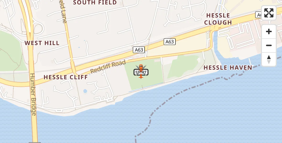 Flight route Coastguard Helicopter Hessle - Hessle, 25 October 2026, 11:29